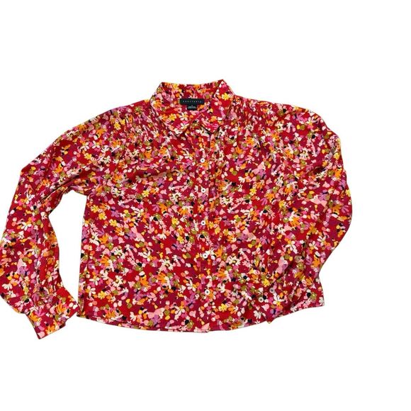 Sanctuary New Day Printed Shirt Floral Pattern Sz S Red Pink - Picture 10 of 10